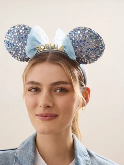 Disney Minnie Mouse Crystal Blue Custom Ears Headband - Minnie Mouse Crystal Blue Custom Ears