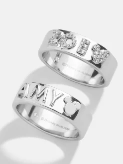 Disney Sterling Silver Custom Block Ring - Pavé/Silver