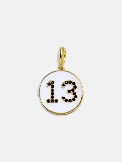 Enamel Number Custom Charm - Gold