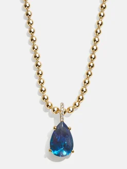 Esther 18K Gold Vermeil Birthstone Necklace - Blue Zircon