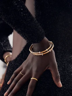 Eve Cuff Bracelet - Gold/Pavé