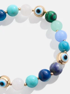 Evil Eye Semi-Precious Stretch Bracelet - Blue