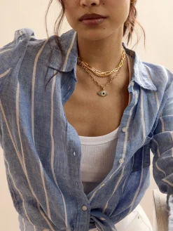Eyes Out Necklace - Gold/Blue