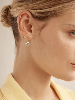 Fallon 18K Gold Vermeil Bezel Earrings - Gold/Pavé