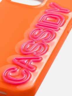Fine Line Custom iPhone Case - Orange/Hot Pink