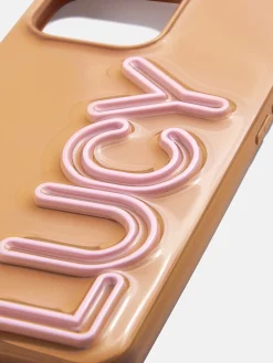 Fine Line Custom iPhone Case - Brown/Blush