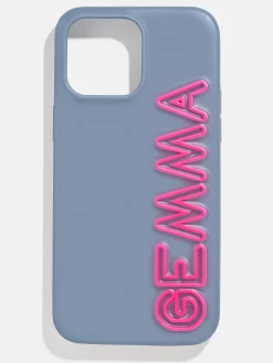 Fine Line Custom iPhone Case - Slate Blue/Hot Pink