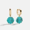 Genevieve Seashell Earrings - Gold/Turquoise