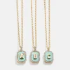 Gold & Turquoise Initial Necklace - Turquoise Stone