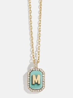Gold & Turquoise Initial Necklace - Turquoise Stone