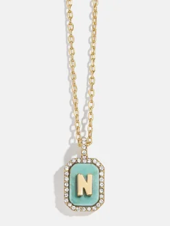 Gold & Turquoise Initial Necklace - Turquoise Stone