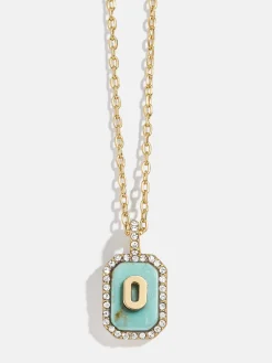 Gold & Turquoise Initial Necklace - Turquoise Stone