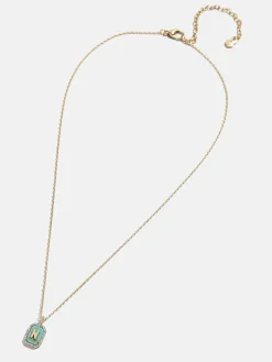 Gold & Turquoise Initial Necklace - Turquoise Stone