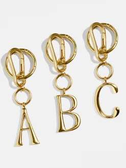 Gold Initial Enamel Bag Charm - A