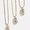 Gwen Mini Bubble Initial Necklace - Gold/Pavé
