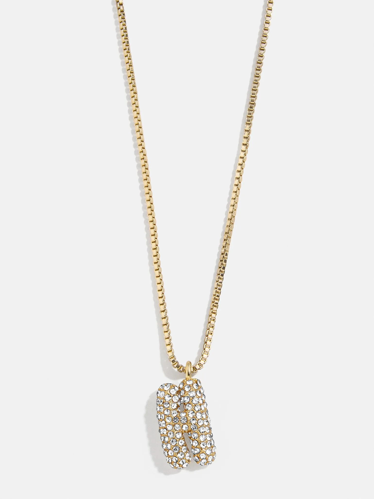Gwen Mini Bubble Initial Necklace - Gold/Pavé