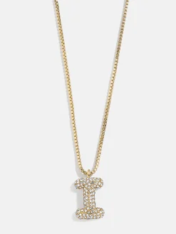 Gwen Mini Bubble Initial Necklace - Gold/Pavé