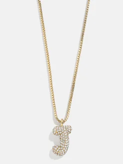 Gwen Mini Bubble Initial Necklace - Gold/Pavé