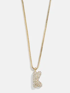 Gwen Mini Bubble Initial Necklace - Gold/Pavé