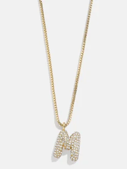 Gwen Mini Bubble Initial Necklace - Gold/Pavé