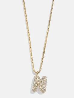 Gwen Mini Bubble Initial Necklace - Gold/Pavé