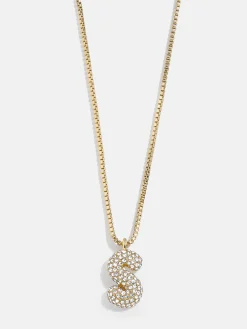 Gwen Mini Bubble Initial Necklace - Gold/Pavé