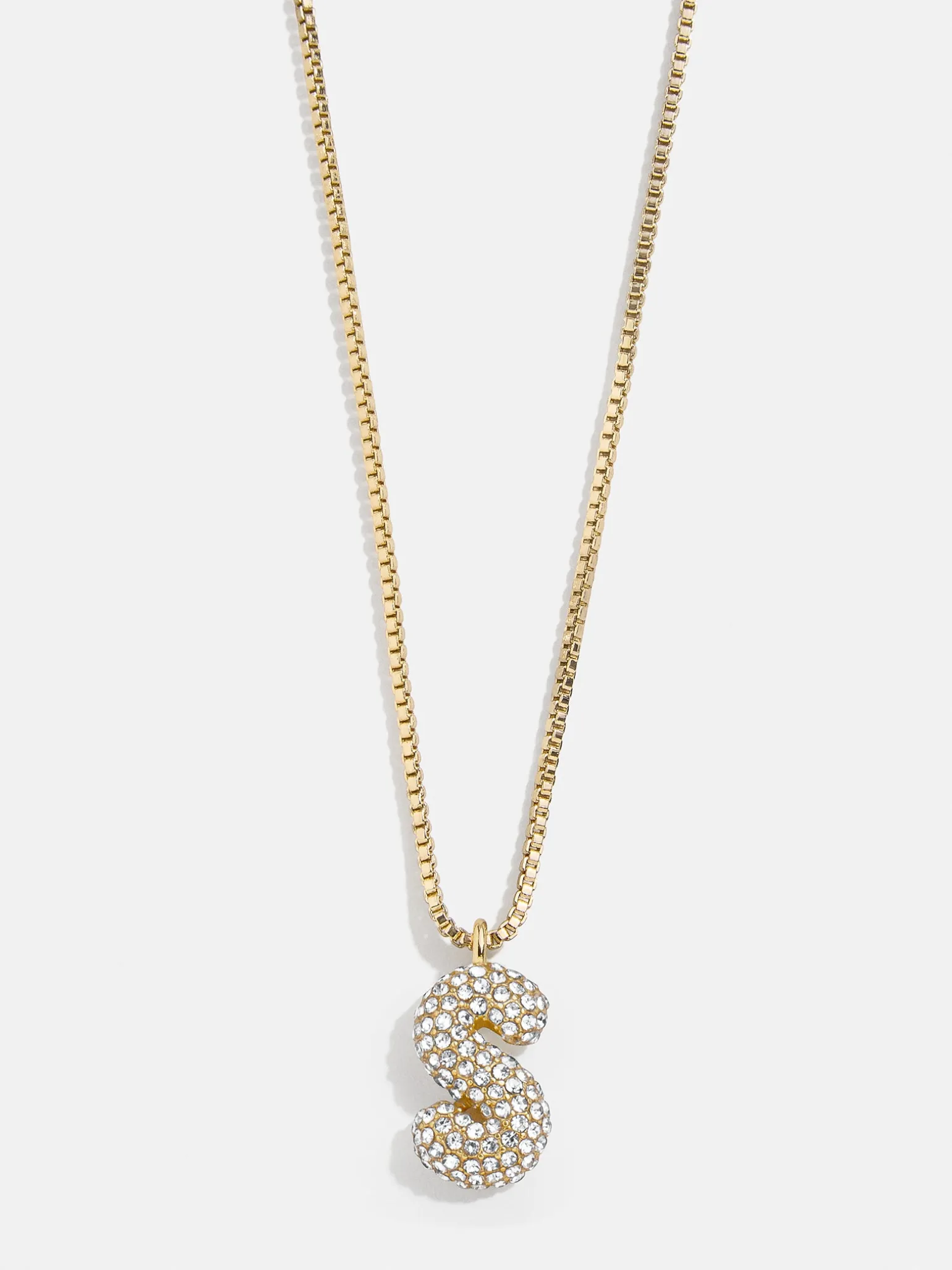 Gwen Mini Bubble Initial Necklace - Gold/Pavé