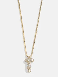 Gwen Mini Bubble Initial Necklace - Gold/Pavé