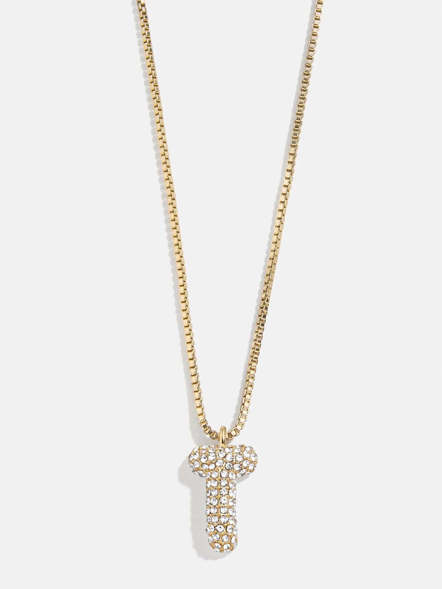 Gwen Mini Bubble Initial Necklace - Gold/Pavé