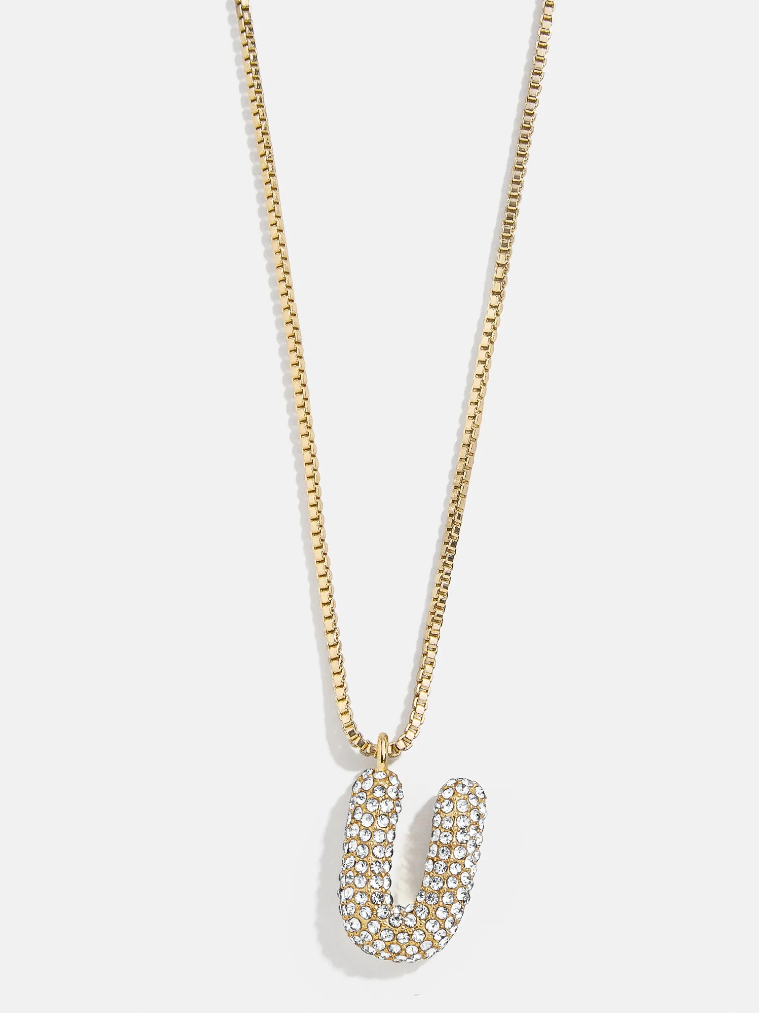 Gwen Mini Bubble Initial Necklace - Gold/Pavé