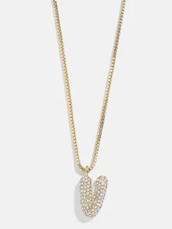 Gwen Mini Bubble Initial Necklace - Gold/Pavé