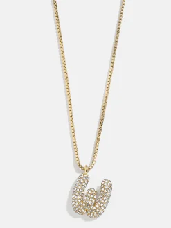Gwen Mini Bubble Initial Necklace - Gold/Pavé
