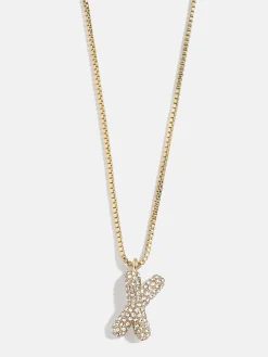 Gwen Mini Bubble Initial Necklace - Gold/Pavé