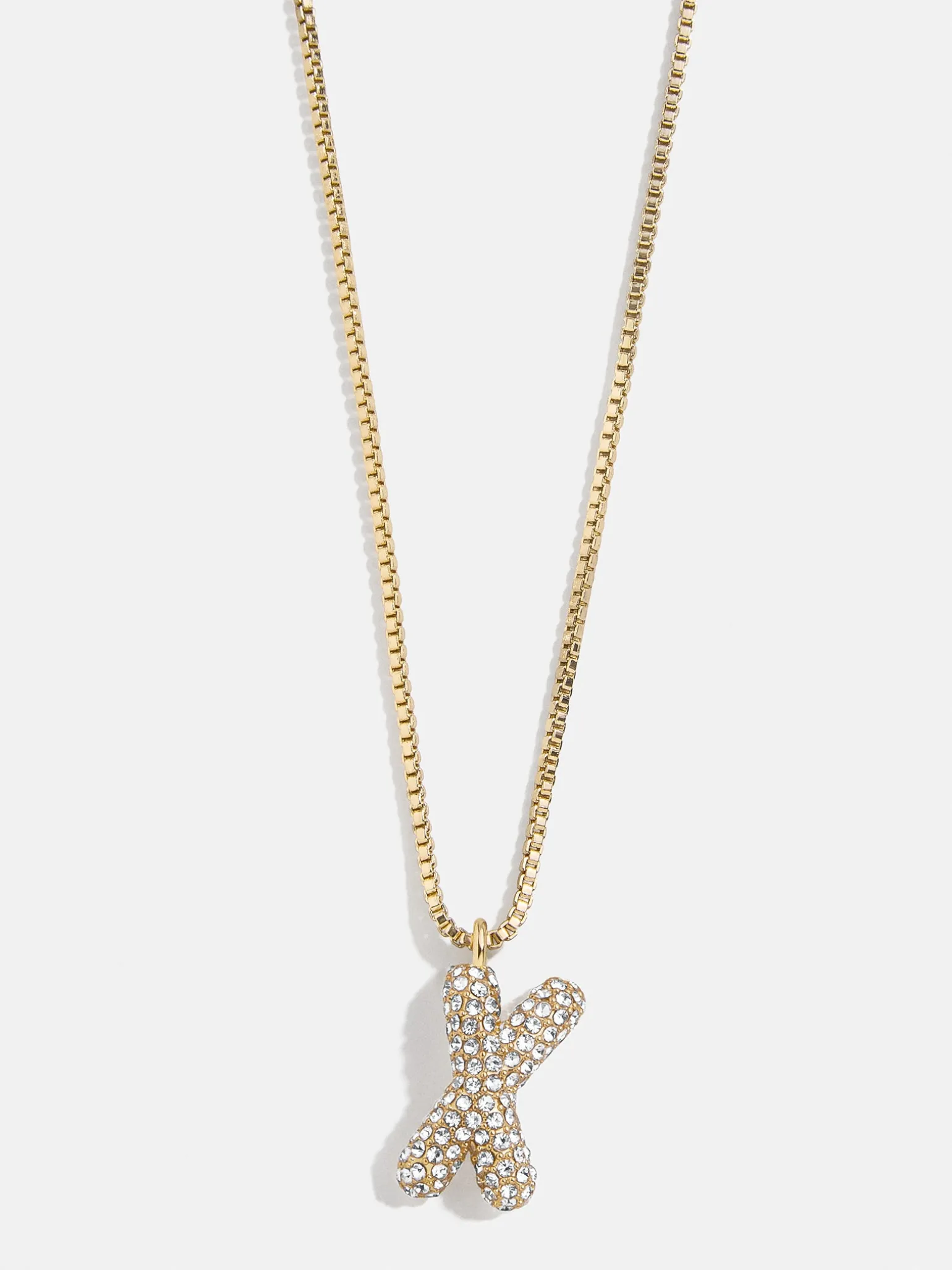 Gwen Mini Bubble Initial Necklace - Gold/Pavé
