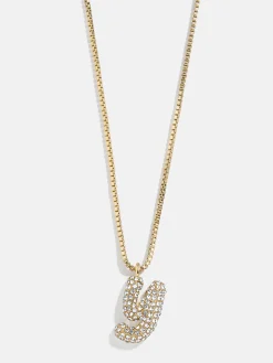 Gwen Mini Bubble Initial Necklace - Gold/Pavé