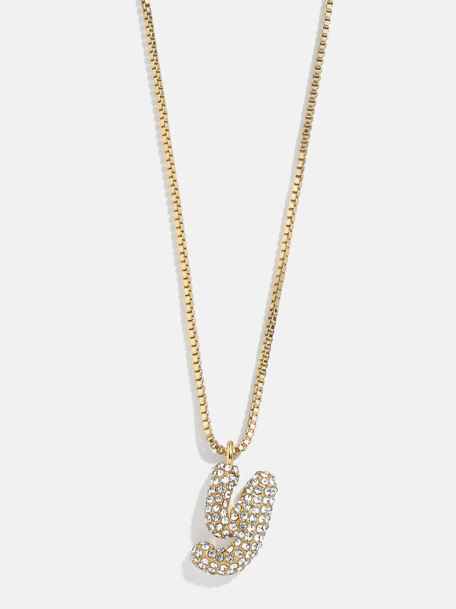 Gwen Mini Bubble Initial Necklace - Gold/Pavé