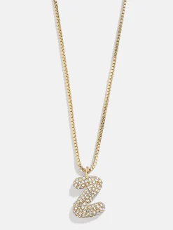 Gwen Mini Bubble Initial Necklace - Gold/Pavé
