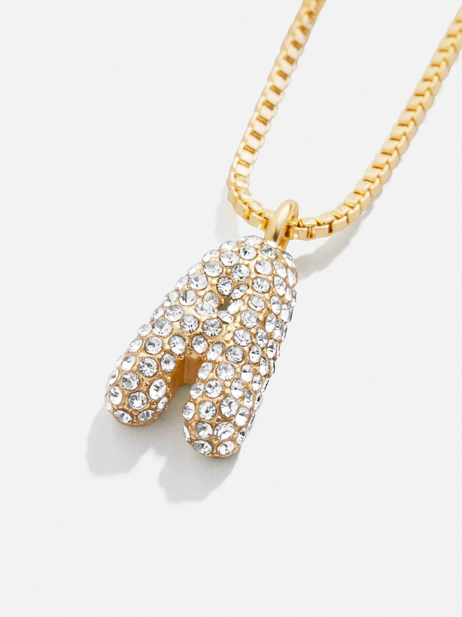 Gwen Mini Bubble Initial Necklace - Gold/Pavé
