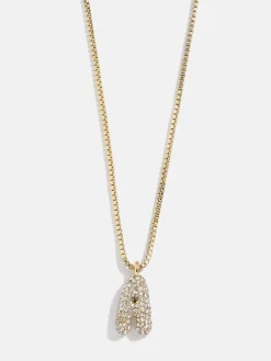 Gwen Mini Bubble Initial Necklace - Gold/Pavé