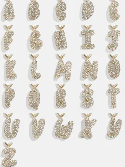 Gwen Mini Bubble Initial Necklace - Gold/Pavé