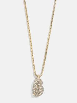 Gwen Mini Bubble Initial Necklace - Gold/Pavé
