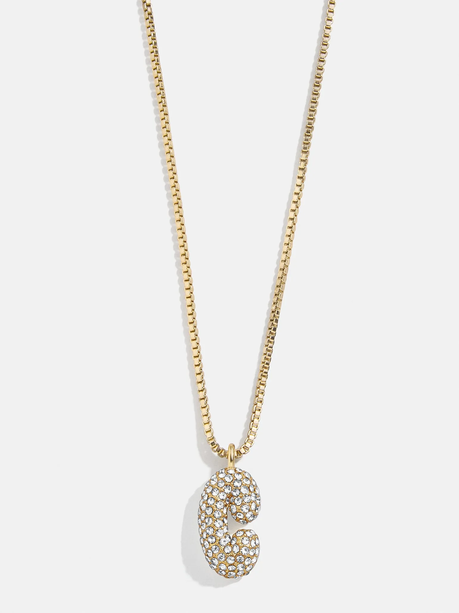 Gwen Mini Bubble Initial Necklace - Gold/Pavé