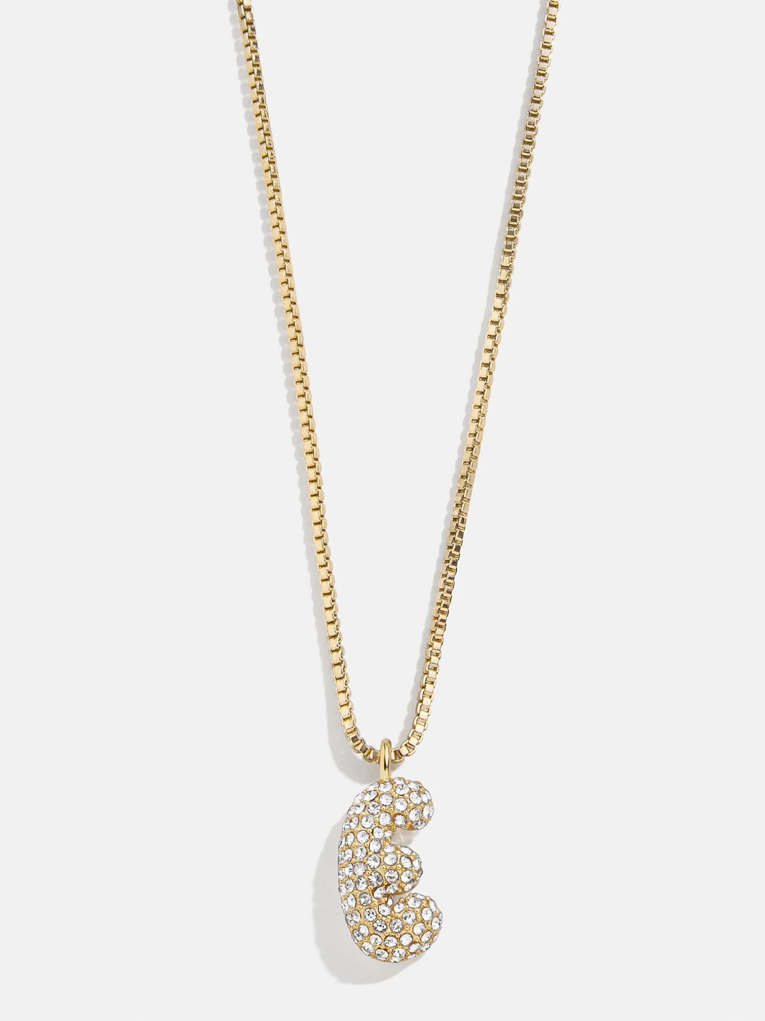 Gwen Mini Bubble Initial Necklace - Gold/Pavé