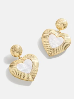 Haley Earrings - Gold Ribbed Heart