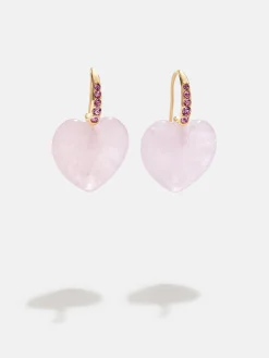 Harper Earrings - Rose Quartz Heart Earrings
