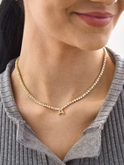 Initial Tennis Necklace - Gold/Pavé