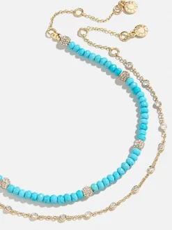 Irina Semi-Precious Anklet Set - Gold/Turquoise