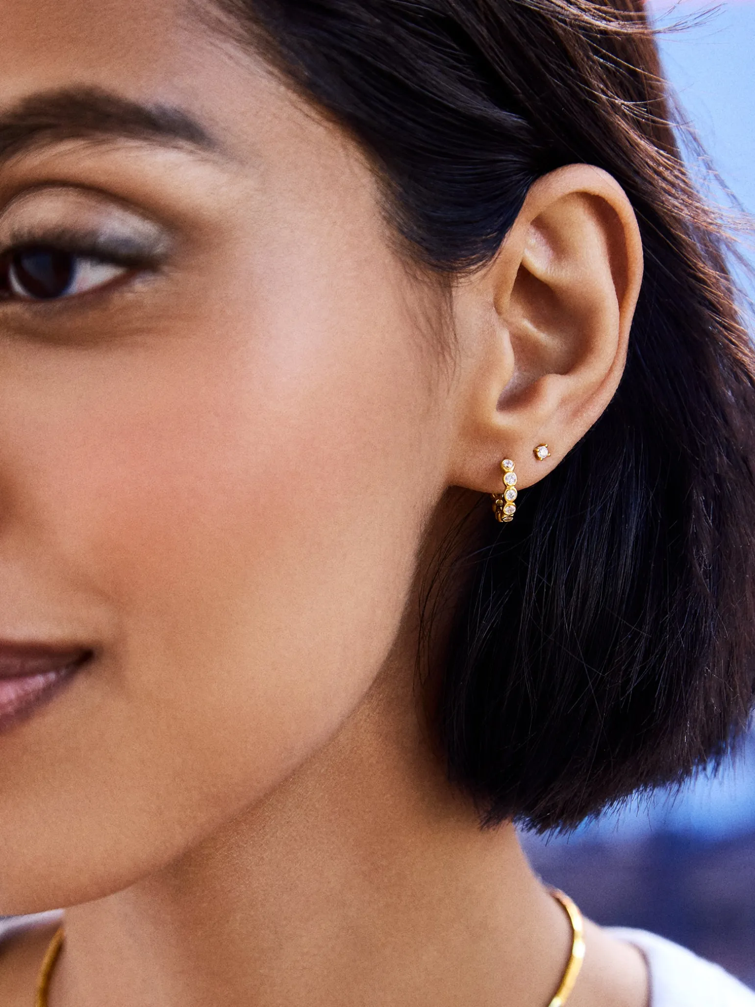 Jessica 18K Gold Vermeil Vermeil Birthstone Earrings - Crystal