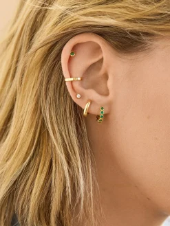 Jessica 18K Gold Vermeil Vermeil Birthstone Earrings - Emerald