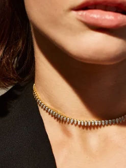 Julia 18K Gold Vermeil Adjustable Tennis Necklace - Gold/Pavé